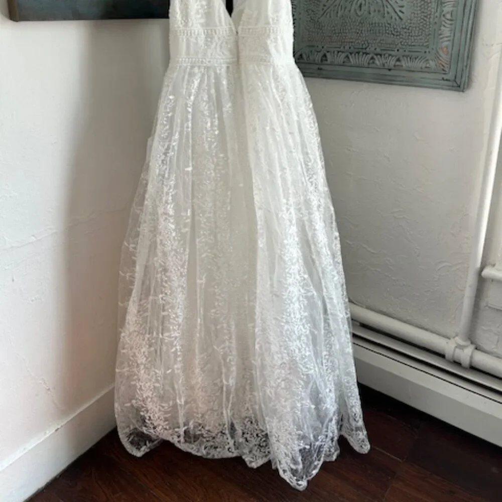 Sweetest Beloved White Mesh Sleeveless Maxi Dress NWT Style 2124916 Sz Med - Picture 5 of 10